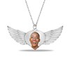 Thumbnail Image 1 of Engravable Photo Heart with Angel Wings Pendant in Sterling Silver (1 Image and 3 Lines)