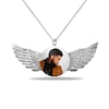 Thumbnail Image 0 of Men's Engravable Photo Disc with Angel Wings Pendant in Sterling Silver (1 Image and 4 Lines)