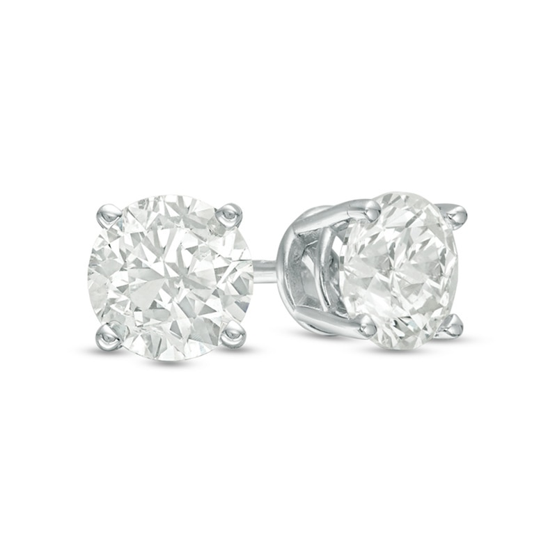 Main Image 1 of 1.20 CT. T.W. Diamond Solitaire Stud Earrings in 10K White Gold
