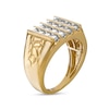 Thumbnail Image 2 of Men's 1.50 CT. T.W. Diamond Vertical Four Row Nugget Shank Ring in 10K Gold
