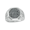 Thumbnail Image 1 of 0.75 CT. T.W. Octagonal Black Multi-Diamond with Chevron Shank Ring in Sterling Silver - Size 10