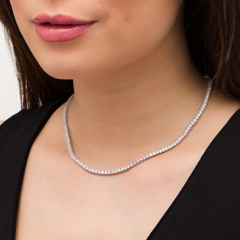 Main Image 2 of 10.00 CT. T.W. Certified Lab-Grown Diamond Tennis Necklace in 14K White Gold (F/SI2) - 16"