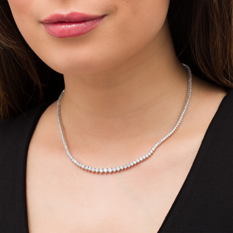Main Image 2 of 6.00 CT. T.W. Certified Lab-Grown Diamond Graduating Tennis Necklace in 14K White Gold (F/SI2) - 16"