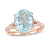 Thumbnail Image 0 of EFFY™ Collection Oval Aquamarine and 0.19 CT. T.W. Diamond Split Shank Ring in 14K Rose Gold