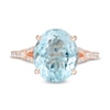 Thumbnail Image 3 of EFFY™ Collection Oval Aquamarine and 0.19 CT. T.W. Diamond Split Shank Ring in 14K Rose Gold