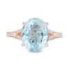 EFFY™ Collection Oval Aquamarine and 0.19 CT. T.W. Diamond Split Shank Ring in 14K Rose Gold