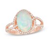 Thumbnail Image 0 of EFFY™ Collection Oval Opal and 0.33 CT. T.W. Diamond Frame Interlocking Loop Shank Ring in 14K Rose Gold