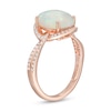 Thumbnail Image 2 of EFFY™ Collection Oval Opal and 0.33 CT. T.W. Diamond Frame Interlocking Loop Shank Ring in 14K Rose Gold