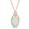 Thumbnail Image 0 of EFFY™ Collection Oval Opal and 0.17 CT. T.W. Diamond Frame Interlocking Drop Pendant in 14K Rose Gold