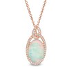Thumbnail Image 1 of EFFY™ Collection Oval Opal and 0.17 CT. T.W. Diamond Frame Interlocking Drop Pendant in 14K Rose Gold