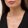 Thumbnail Image 1 of EFFY™ Collection Oval Opal and 0.17 CT. T.W. Diamond Frame Interlocking Drop Pendant in 14K Rose Gold