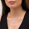 Thumbnail Image 2 of EFFY™ Collection Oval Opal and 0.17 CT. T.W. Diamond Frame Interlocking Drop Pendant in 14K Rose Gold
