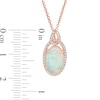 Thumbnail Image 3 of EFFY™ Collection Oval Opal and 0.17 CT. T.W. Diamond Frame Interlocking Drop Pendant in 14K Rose Gold