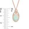 Thumbnail Image 4 of EFFY™ Collection Oval Opal and 0.17 CT. T.W. Diamond Frame Interlocking Drop Pendant in 14K Rose Gold