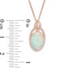 Thumbnail Image 3 of EFFY™ Collection Oval Opal and 0.17 CT. T.W. Diamond Frame Interlocking Drop Pendant in 14K Rose Gold