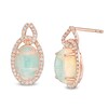 Thumbnail Image 1 of EFFY™ Collection Oval Opal and 0.30 CT. T.W. Diamond Frame Interlocking Drop Earrings in 14K Rose Gold