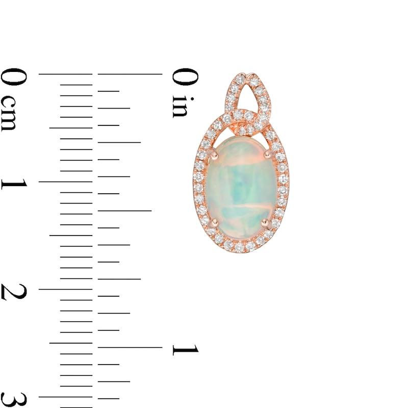 EFFY™ Collection Oval Opal and 0.30 CT. T.W. Diamond Frame Interlocking Drop Earrings in 14K Rose Gold
