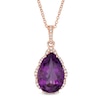 Thumbnail Image 0 of EFFY™ Collection Pear-Shaped Amethyst and 0.29 CT. T.W. Diamond Scallop Frame Pendant in 14K Rose Gold