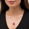 Thumbnail Image 1 of EFFY™ Collection Pear-Shaped Amethyst and 0.29 CT. T.W. Diamond Scallop Frame Pendant in 14K Rose Gold