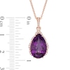 Thumbnail Image 3 of EFFY™ Collection Pear-Shaped Amethyst and 0.29 CT. T.W. Diamond Scallop Frame Pendant in 14K Rose Gold