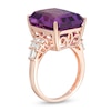 Thumbnail Image 2 of EFFY™ Collection Emerald-Cut Amethyst and 0.42 CT. T.W. Diamond Art Deco Ring in 14K Rose Gold
