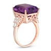 Thumbnail Image 3 of EFFY™ Collection Emerald-Cut Amethyst and 0.42 CT. T.W. Diamond Art Deco Ring in 14K Rose Gold