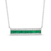 Thumbnail Image 0 of EFFY™ Collection Princess-Cut Emerald and 0.12 CT. T.W. Diamond Triple Row Bar Necklace in 14K White Gold