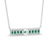 Thumbnail Image 2 of EFFY™ Collection Princess-Cut Emerald and 0.12 CT. T.W. Diamond Triple Row Bar Necklace in 14K White Gold