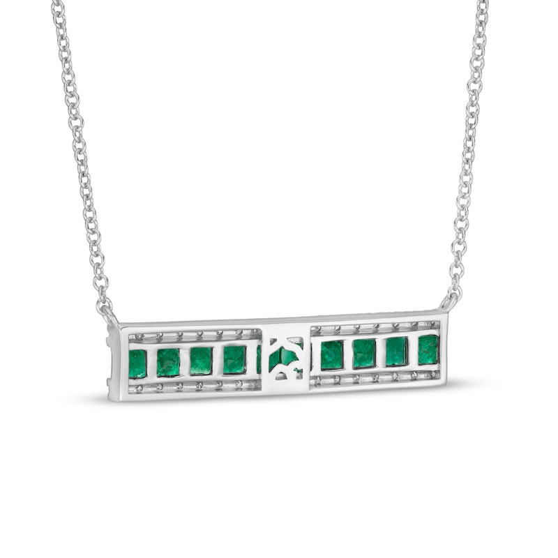 EFFY™ Collection Princess-Cut Emerald and 0.12 CT. T.W. Diamond Triple Row Bar Necklace in 14K White Gold