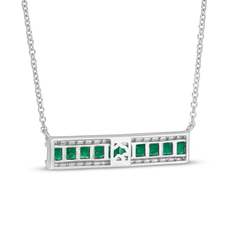 EFFY™ Collection Princess-Cut Emerald and 0.12 CT. T.W. Diamond Triple Row Bar Necklace in 14K White Gold