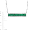 Thumbnail Image 3 of EFFY™ Collection Princess-Cut Emerald and 0.12 CT. T.W. Diamond Triple Row Bar Necklace in 14K White Gold