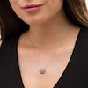 Thumbnail Image 2 of EFFY™ Collection Blue Sapphire and 0.38 CT. T.W. Diamond Cushion Cluster Pendant in 14K White Gold