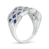 Thumbnail Image 2 of EFFY™ Collection Blue Sapphire and 0.42 CT. T.W. Diamond Lattice Ring in 14K White Gold