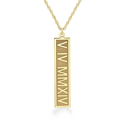 Roman Numeral Engravable Vertical Bar Pendant (1 Line)