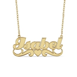 Cursive Name with Heart and Scrollwork Necklace (1 Line)