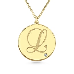 Simulated Birthstone and Initial 20.0mm Disc Pendant (1 Stone and Initial)