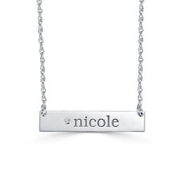 Diamond Accent Engravable Bar Name Necklace (1 Line)