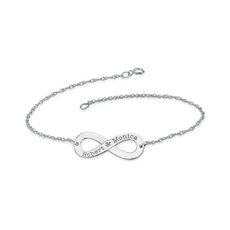 Couple's Engravable Sideways Infinity Bracelet (2 Lines) - 7.25"