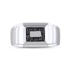 Thumbnail Image 4 of Men's 0.10 CT. T.W. Black Diamond Rectangular Frame Stepped Edge Signet Ring in Sterling Silver