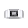 Thumbnail Image 3 of Men's 0.10 CT. T.W. Black Diamond Rectangular Frame Stepped Edge Signet Ring in Sterling Silver