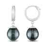 Thumbnail Image 1 of 9.0-10.0mm Baroque Black Tahitian Cultured Pearl Drop Earrings in 14K White Gold