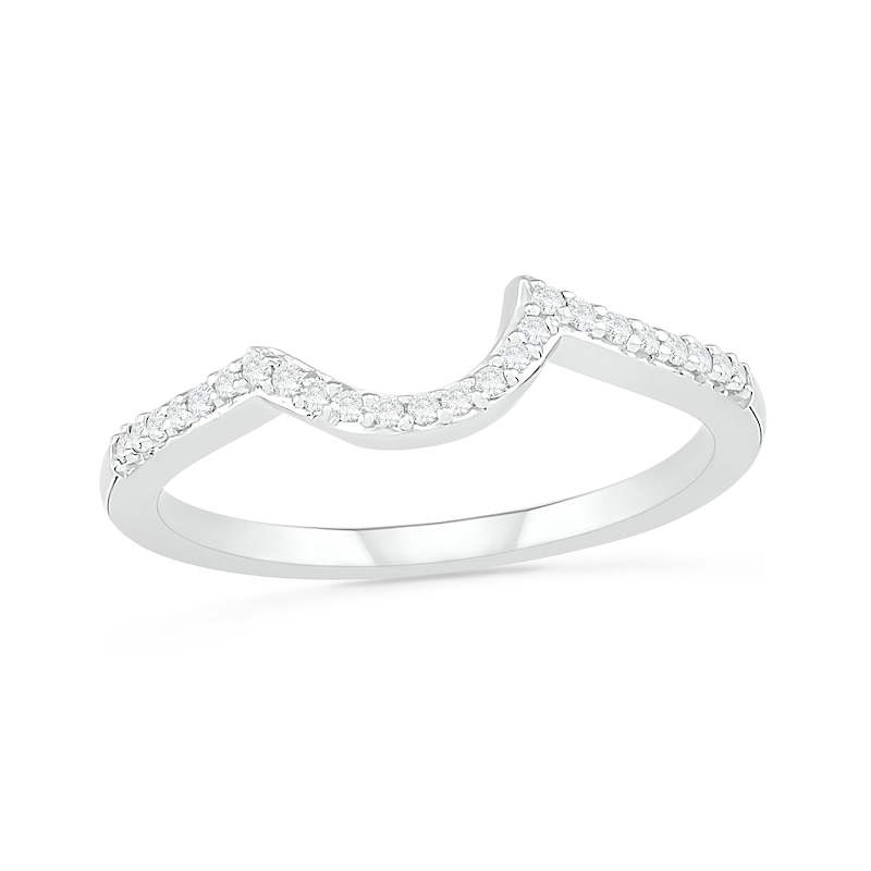 Main Image 4 of Oval Lab-Created White Sapphire Crossover Bypass Split Shank Bridal Set in Sterling Silver