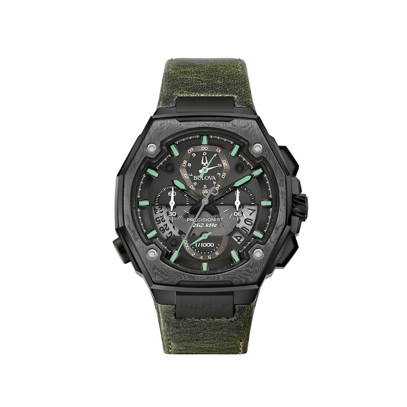 Men's Special Edition Bulova Precisionist X 10th Anniversary Black IP Chronograph Strap Watch (Model: 98B355)|Peoples Jewellers