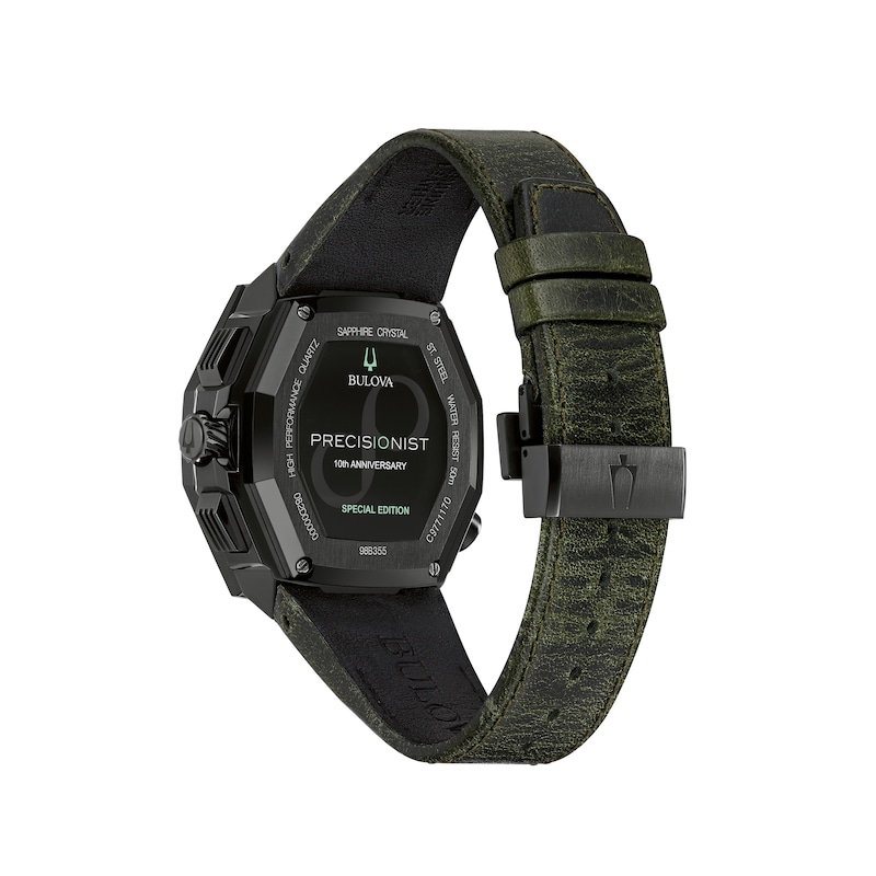 Main Image 4 of Men's Special Edition Bulova Precisionist X 10th Anniversary Black IP Chronograph Strap Watch (Model: 98B355)