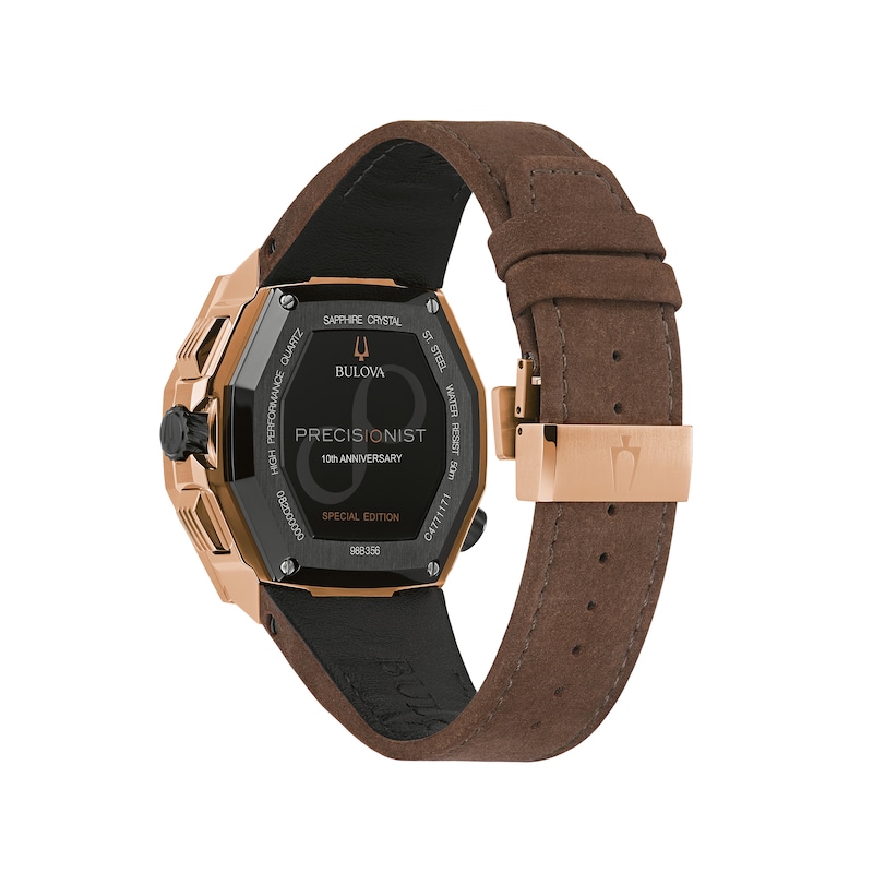 Main Image 3 of Men's Special Edition Bulova Precisionist X 10th Anniversary Rose-Tone Chronograph Strap Watch (Model: 98B356)