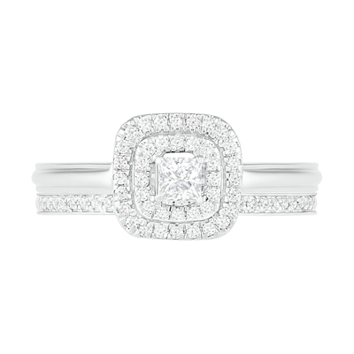 0.37 CT. T.W. Princess-Cut Diamond Double Frame Bridal Set in 10K White Gold
