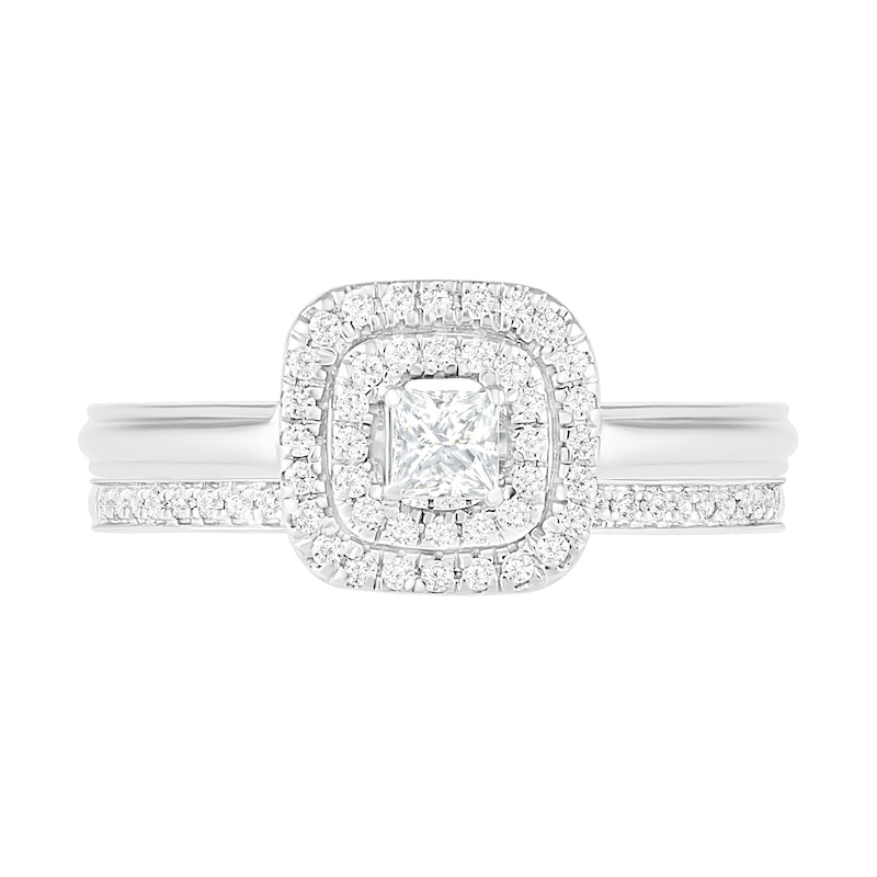 0.37 CT. T.W. Princess-Cut Diamond Double Frame Bridal Set in 10K White Gold