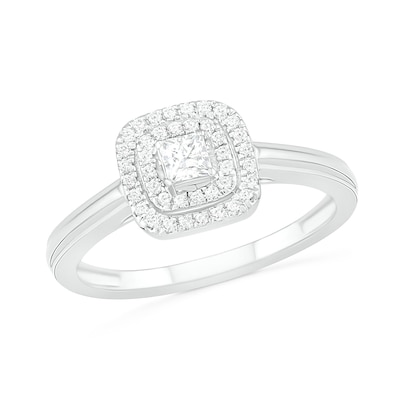 0.37 CT. T.W. Princess-Cut Diamond Double Frame Bridal Set in 10K White Gold