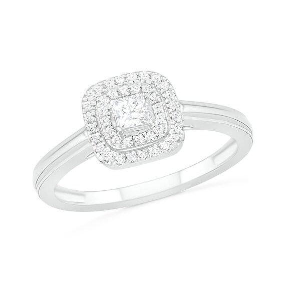 0.37 CT. T.W. Princess-Cut Diamond Double Frame Bridal Set in 10K White Gold