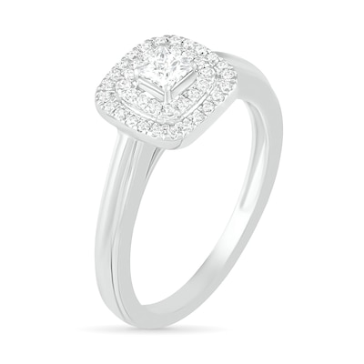 0.37 CT. T.W. Princess-Cut Diamond Double Frame Bridal Set in 10K White Gold